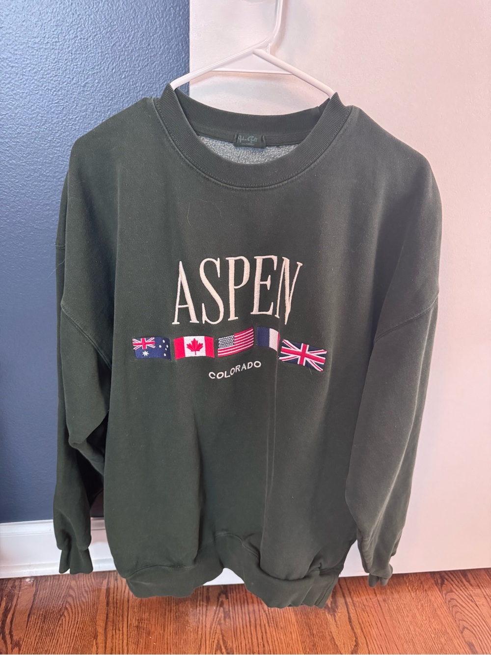 Brandy Melville Dark Green Aspen Crewneck Sweatshirt